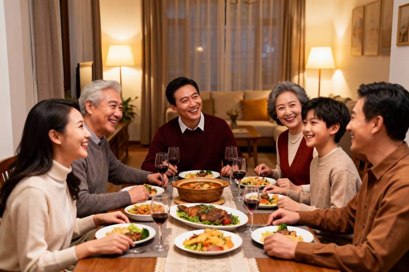 三代同堂温馨聚餐图片