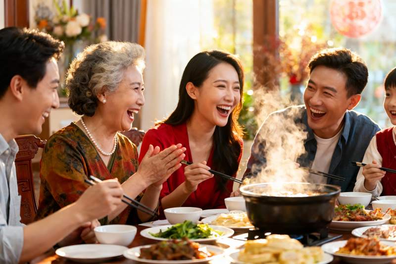 家庭聚餐欢笑共享美食图片