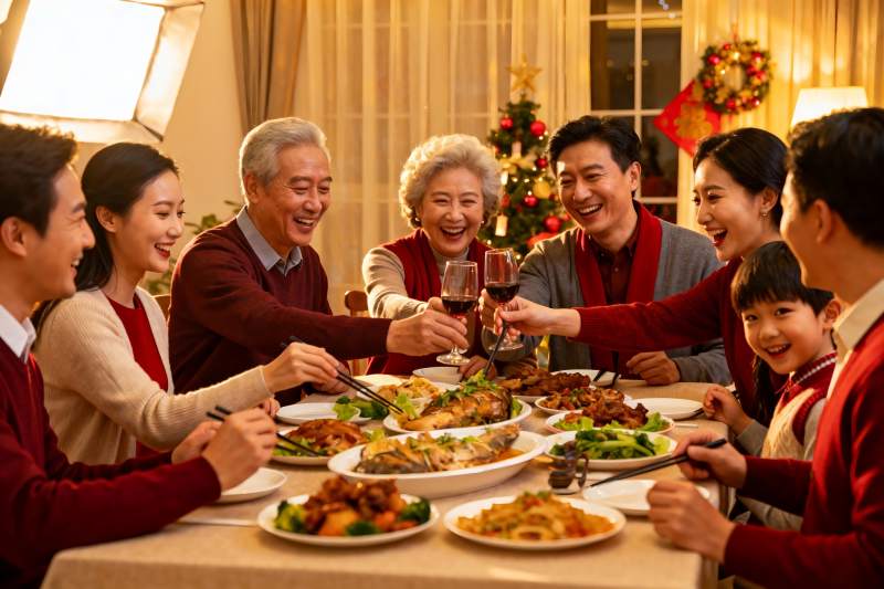 家庭聚餐欢庆节日温馨场景图片