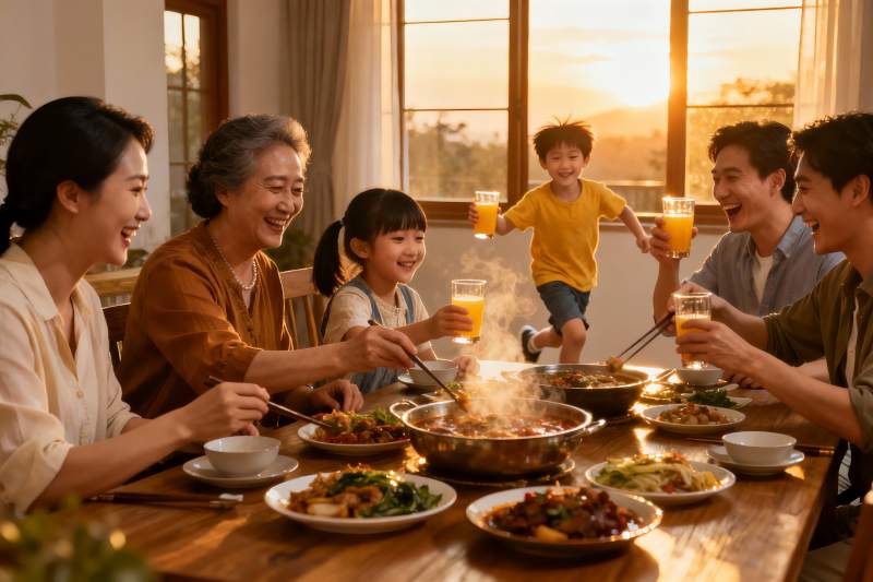 三代同堂家庭聚餐其乐融融图片