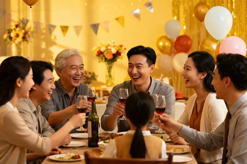 家庭聚会欢庆举杯图片