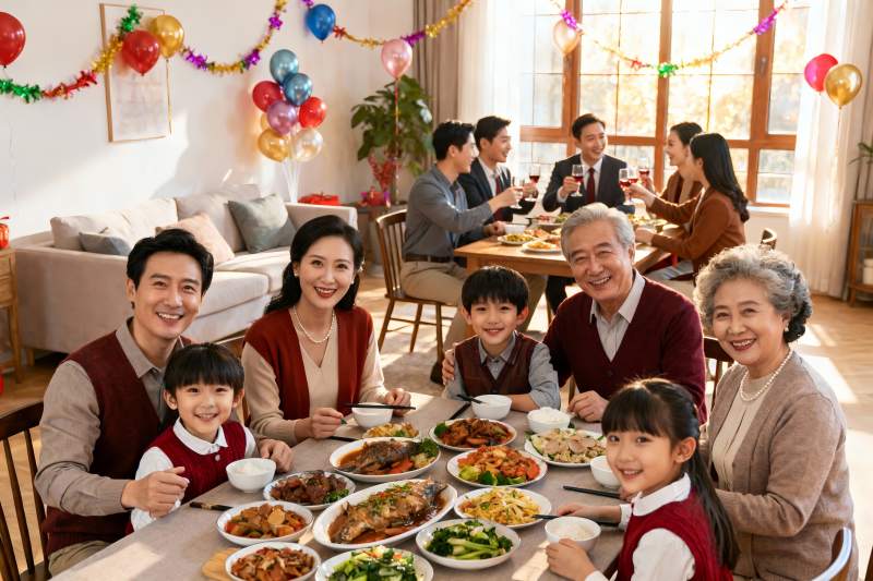 温馨家庭聚餐其乐融融图片