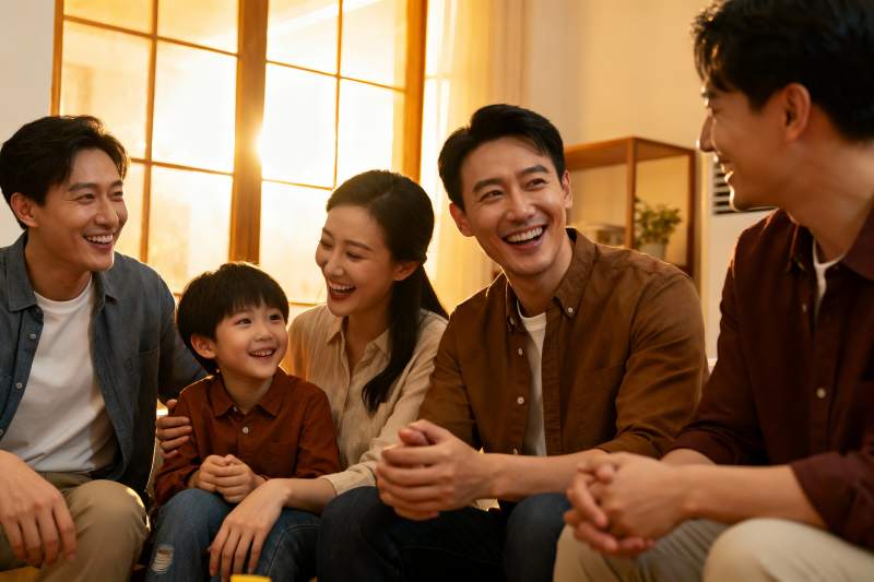 温馨家庭聚会笑容满溢图片