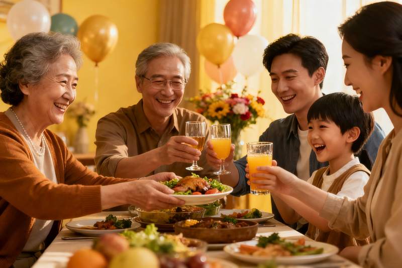 三代同堂家庭聚餐欢庆时刻图片