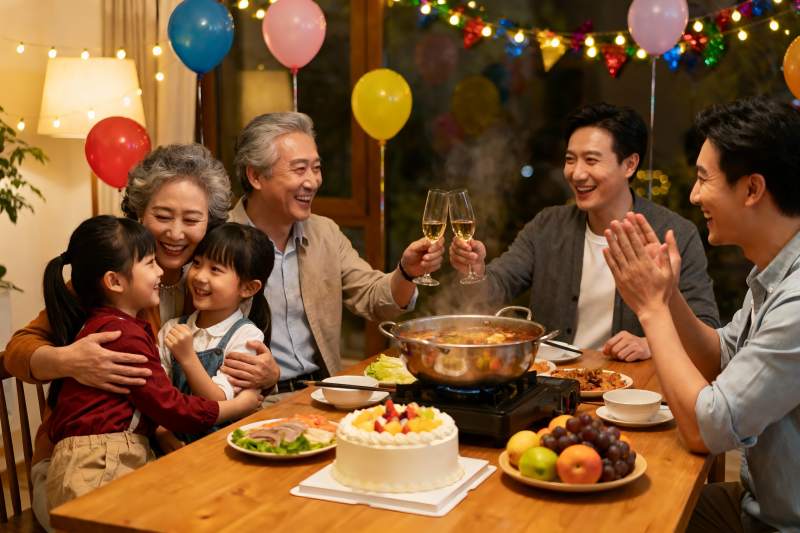 家庭聚餐欢庆场景图片