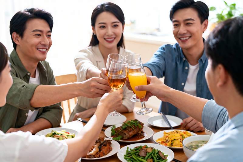 朋友聚餐举杯欢庆图片