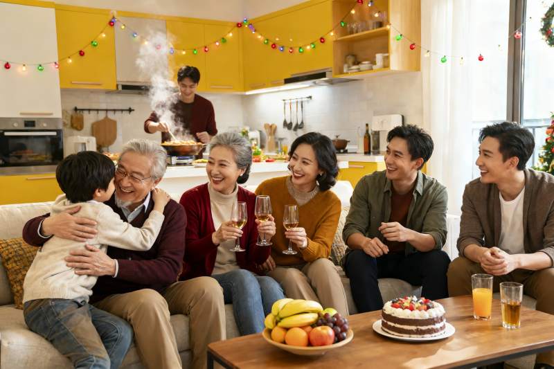 家庭欢聚厨房庆团圆图片