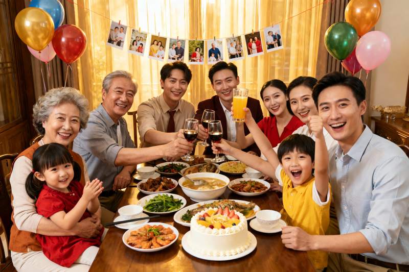 家庭聚餐欢庆时刻图片