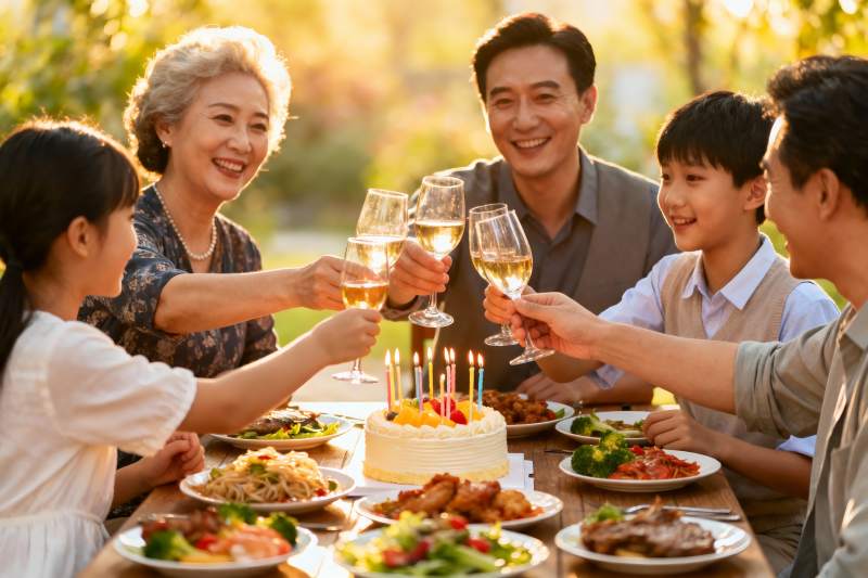 家庭聚餐庆生温馨场景图片