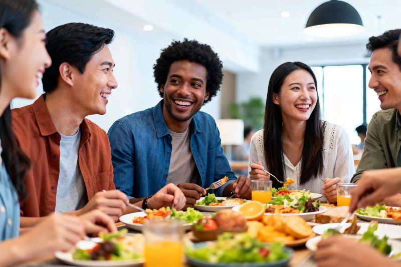 朋友聚餐欢笑共享美食图片