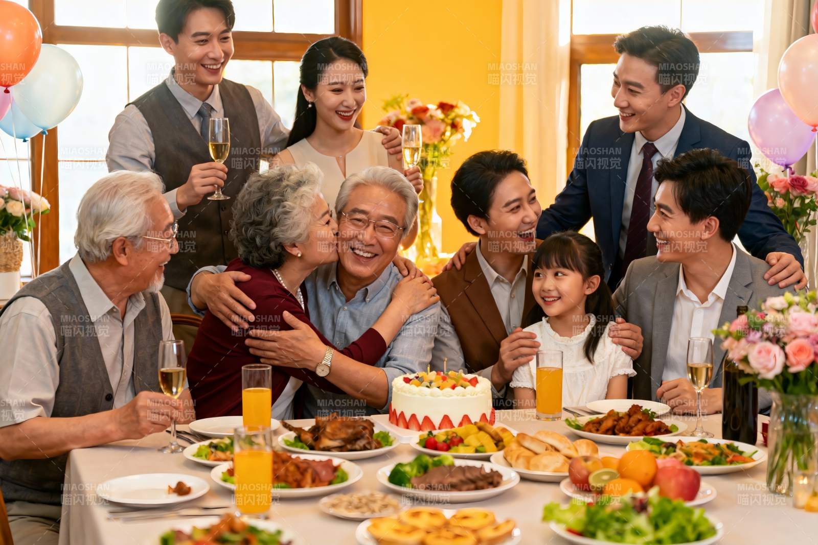 家庭聚会欢庆生日温馨场景图片