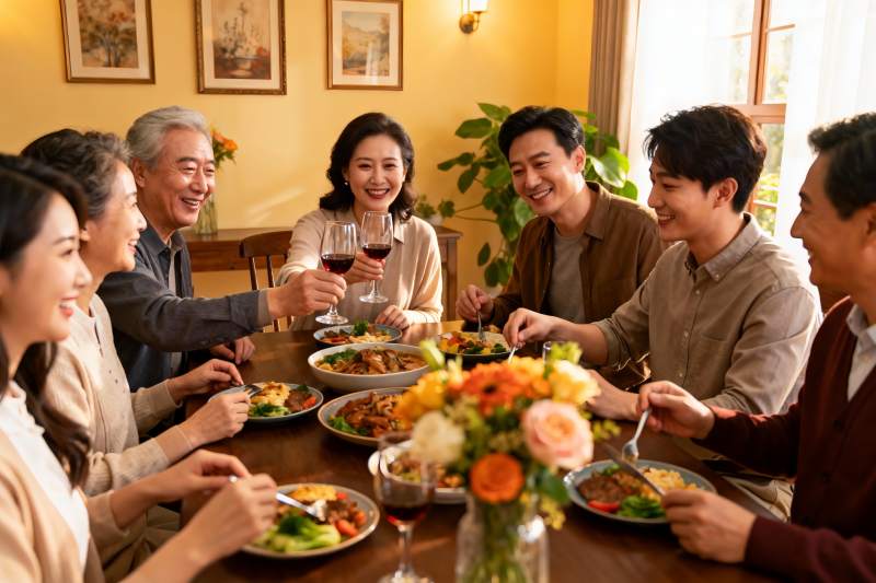 家庭聚餐欢声笑语其乐融融图片