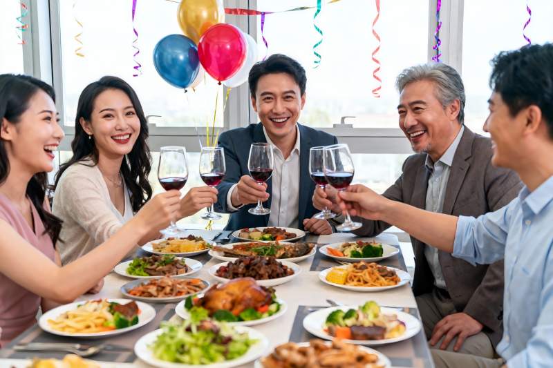 多人聚餐举杯庆祝图片