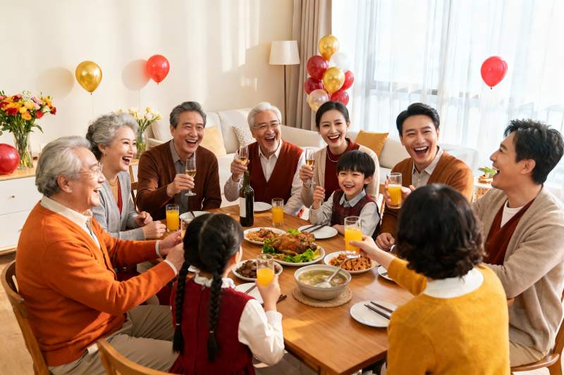 三代同堂家庭聚餐欢庆时刻图片