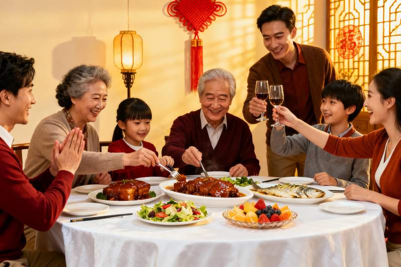 三代同堂年夜饭欢聚一堂图片