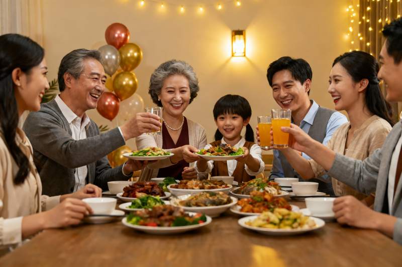 家庭聚餐欢庆时刻图片