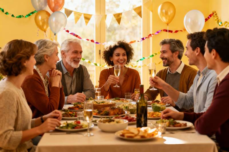 多人聚餐欢庆场景图片