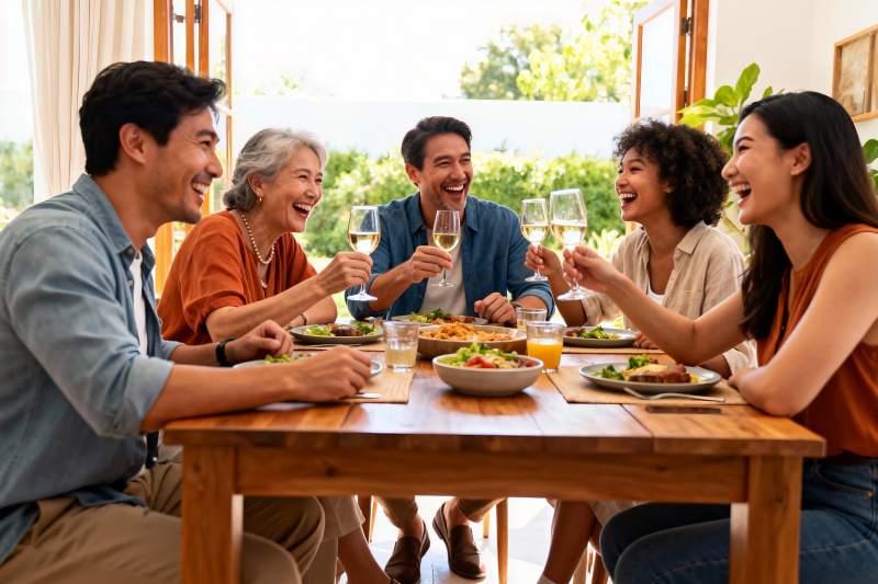 家人朋友聚餐欢笑图片