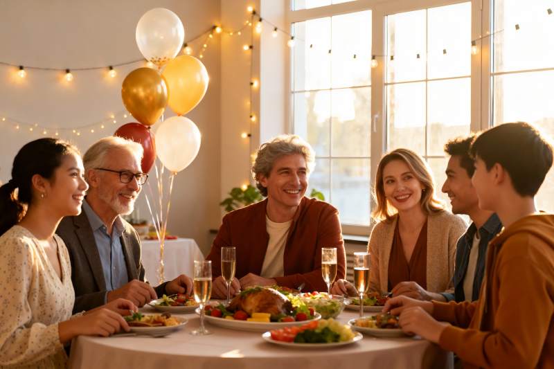 家庭聚餐欢庆场景图片