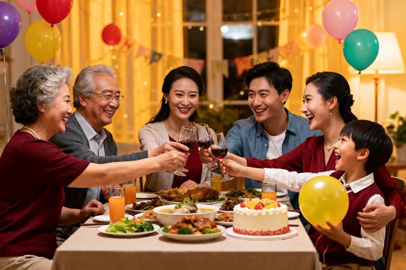 家庭聚餐欢庆时刻图片