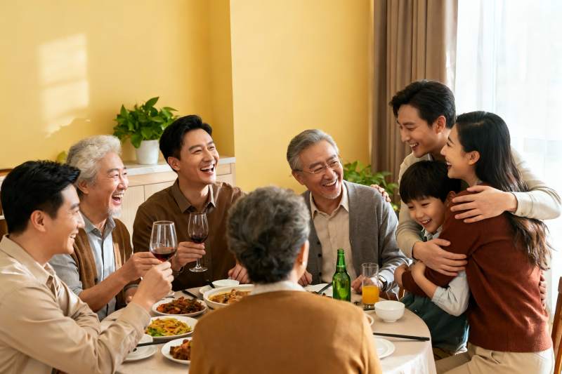 三代同堂家庭聚餐温馨场景图片