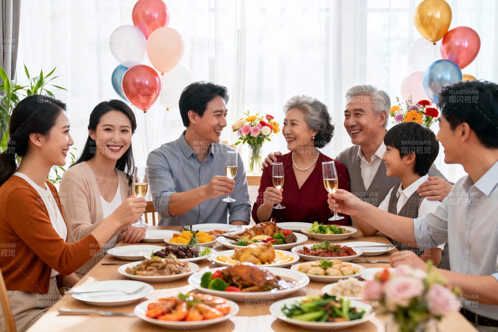 家庭聚餐欢庆时刻图片
