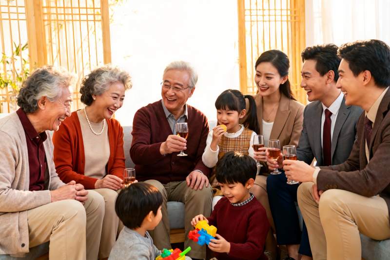 三代同堂家庭聚会温馨场景图片