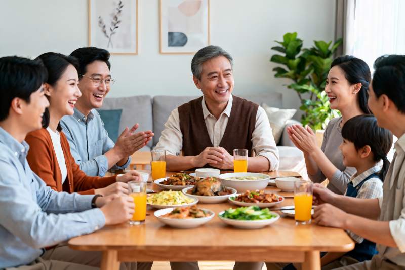 家庭聚餐欢声笑语其乐融融图片