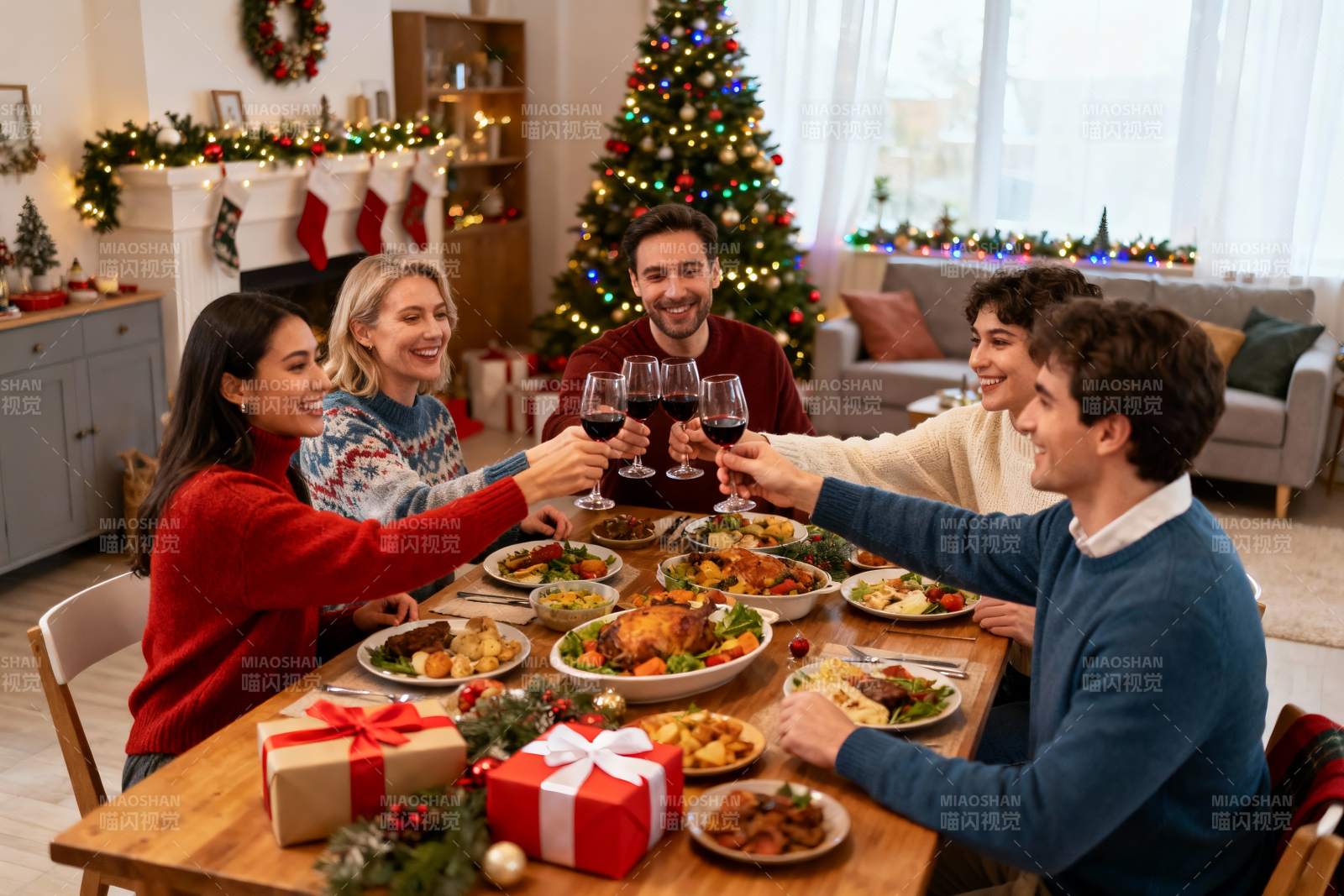 圣诞聚餐欢庆时刻图片