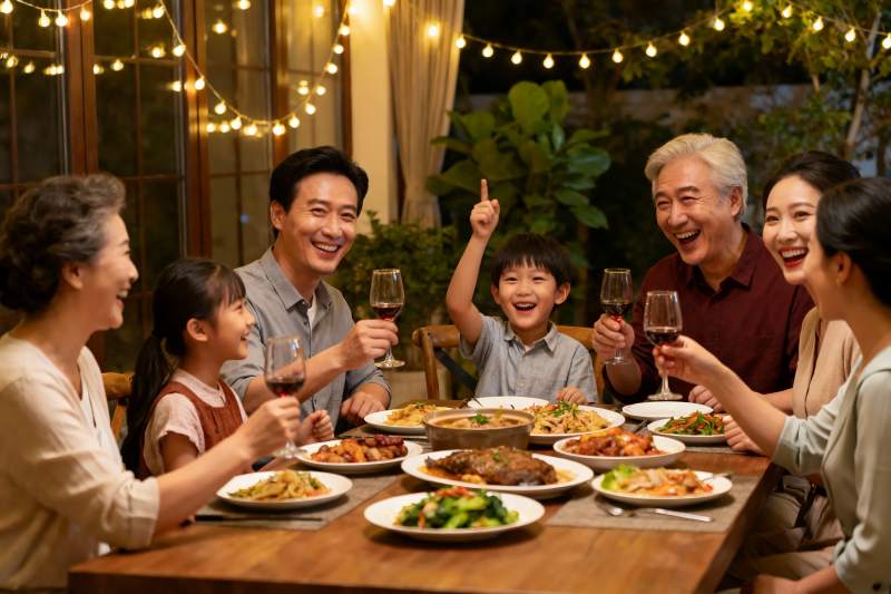 温馨家庭聚餐其乐融融图片