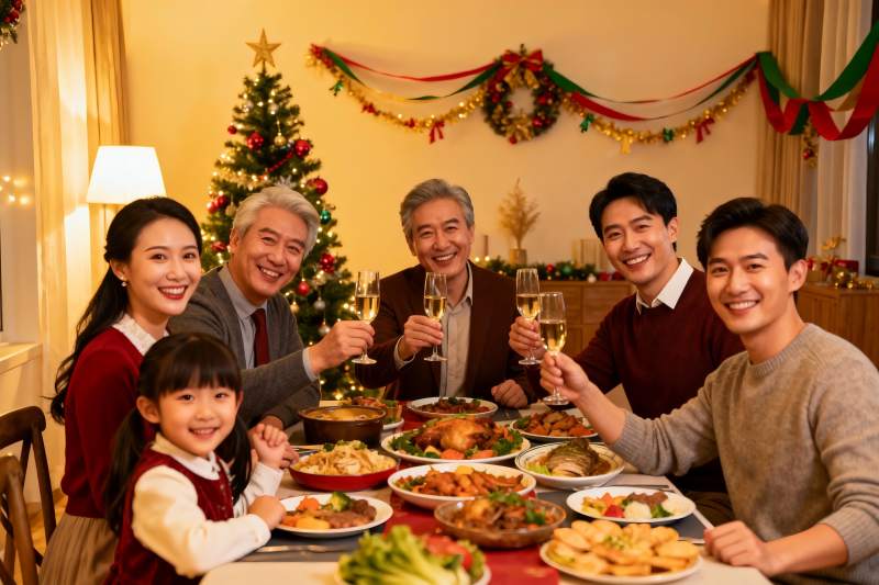 圣诞家庭聚餐欢庆时刻图片