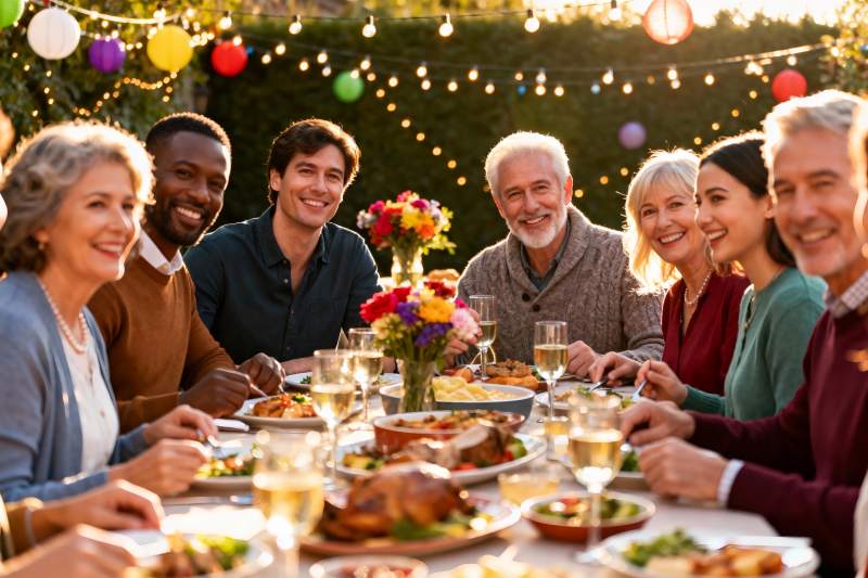 多人户外晚餐聚会欢聚一堂图片