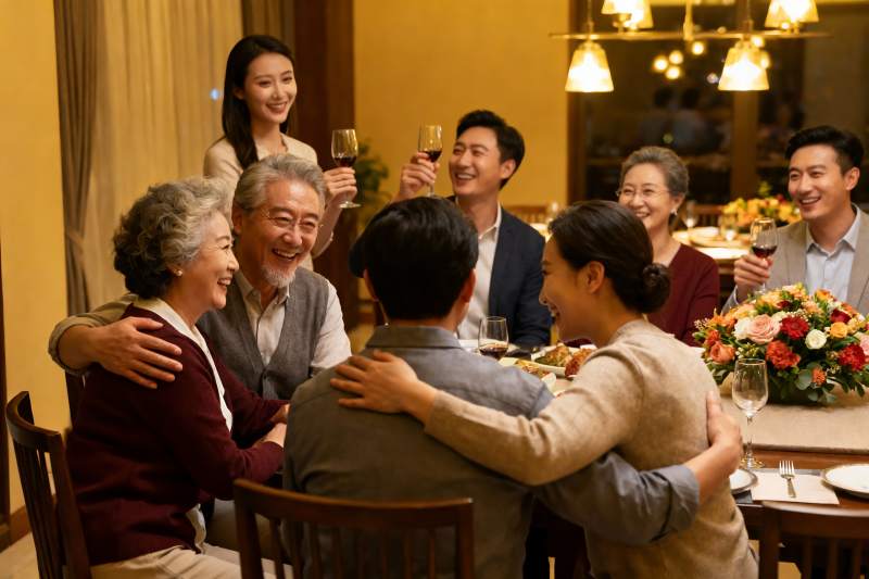 家庭聚餐欢笑温馨场景图片