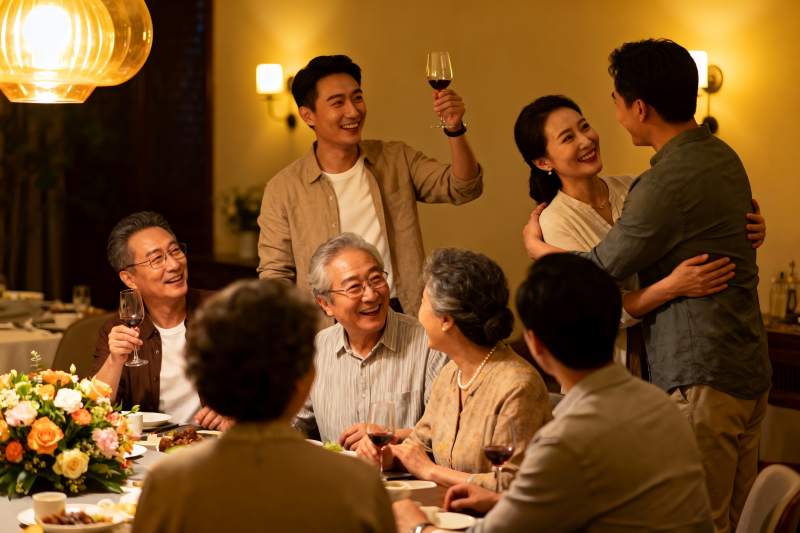 家庭聚餐欢庆举杯图片