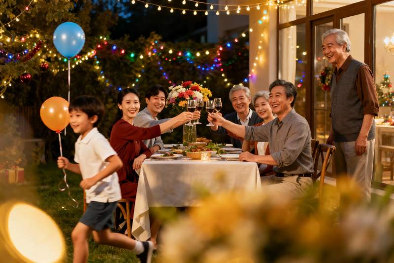 家庭户外聚会欢庆场景图片