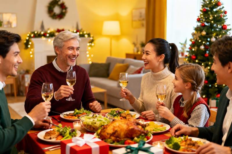 圣诞家庭聚餐欢庆时刻图片
