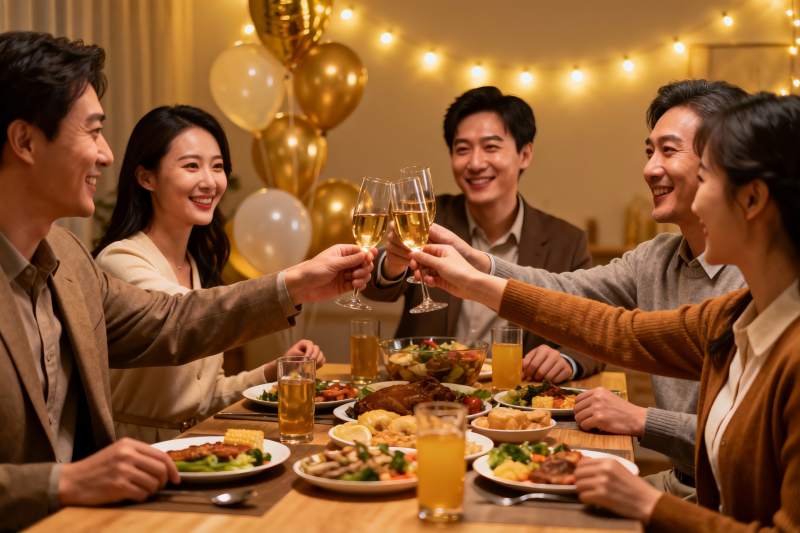 朋友聚餐举杯欢庆图片