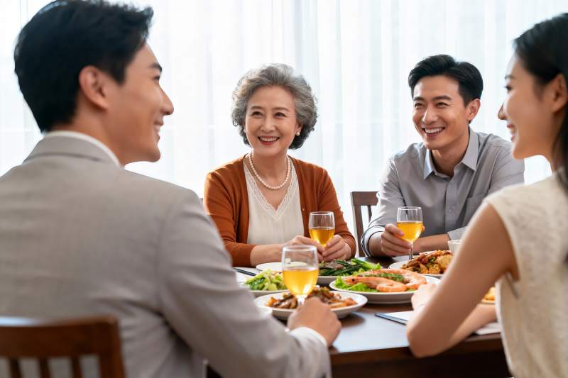 家庭聚餐欢笑共享美食图片