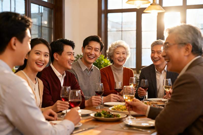 家庭聚餐欢笑场景图片