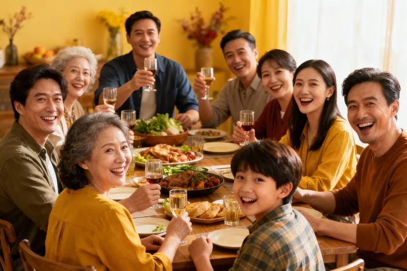 家庭聚餐欢庆时刻图片