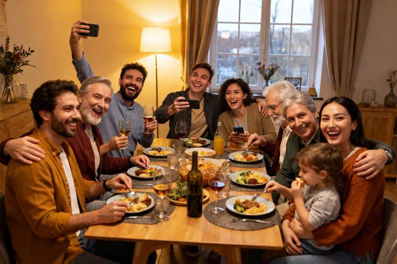 家庭聚餐欢庆时刻图片