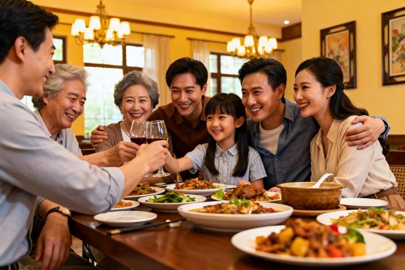 三代同堂家庭聚餐温馨时刻图片