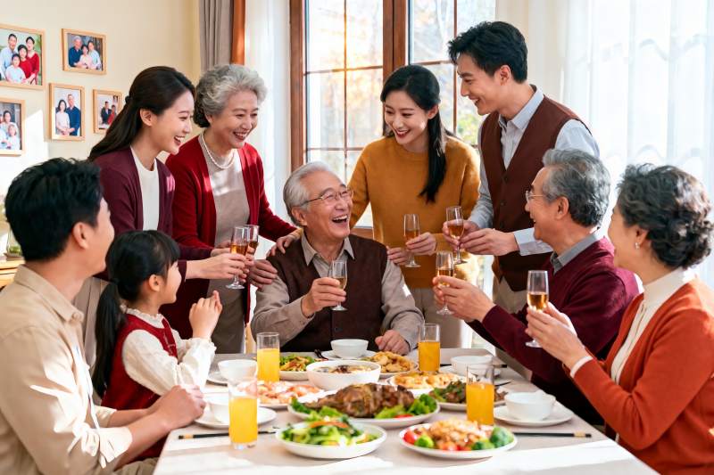 多代同堂家庭聚餐其乐融融图片