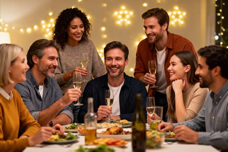 朋友聚会欢庆晚餐图片