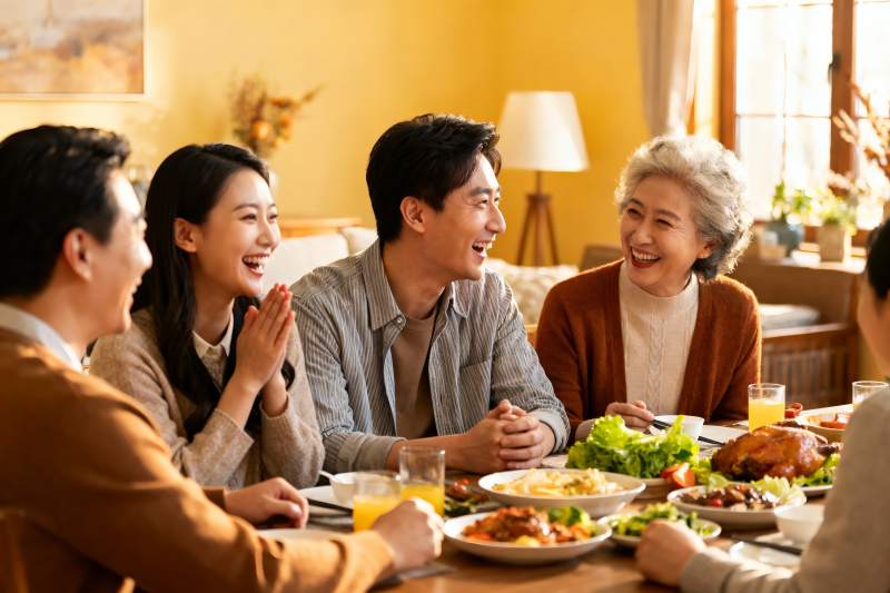 家庭聚餐欢声笑语其乐融融图片