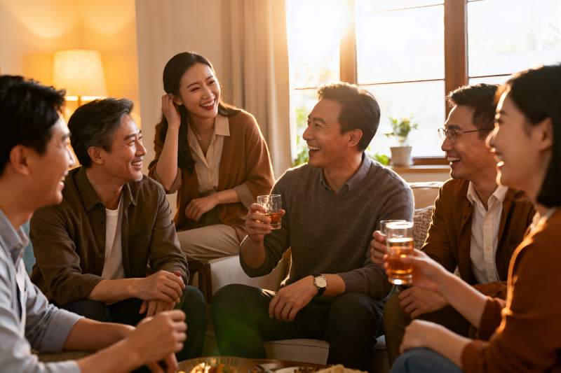 多人室内聚会欢笑举杯图片