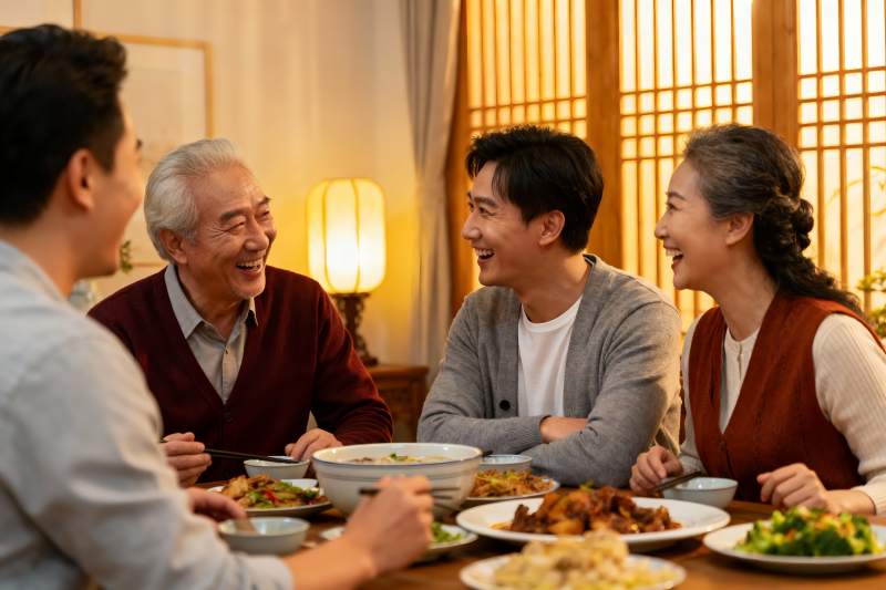 三代同堂温馨聚餐其乐融融图片