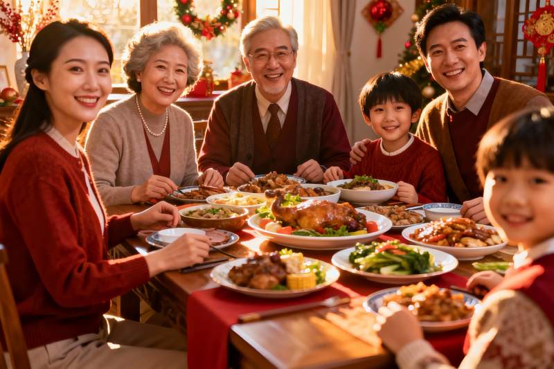 三代同堂家庭聚餐温馨场景图片