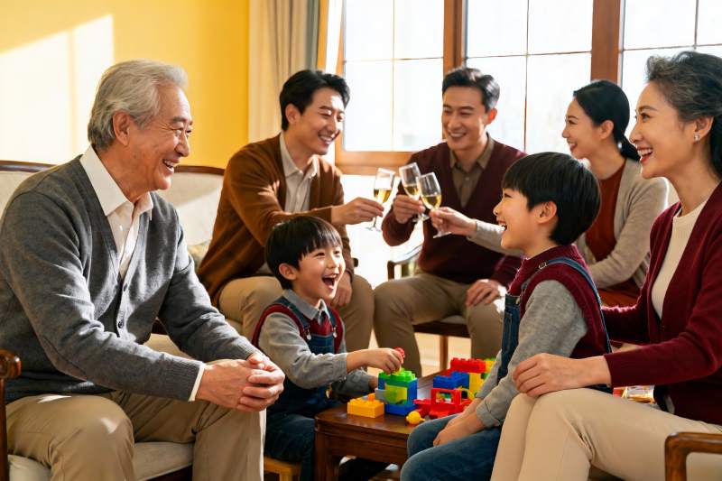 三代同堂家庭聚会温馨欢乐图片