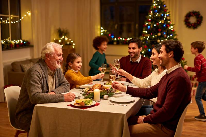 温馨圣诞家庭聚餐欢庆时刻图片